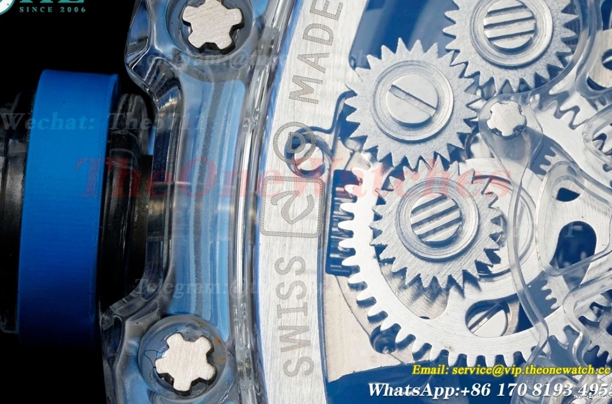 Blue Rubber Dial RMF Skeleton RM56-01 44mm on Strap Tourb 0513